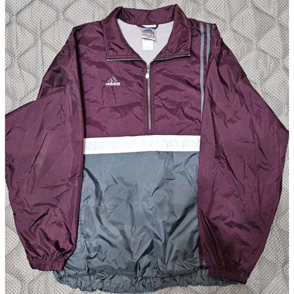 Vintage Adidas Windbreaker Pullover Jacket Half Zip Colorblock 3 Stripe Mens XL - Picture 5 of 16